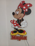 Χειροποίητο Ξύλινο Φωτιστικό Minnie Mouse με Όνομα — Παιδικό Δωμάτιο